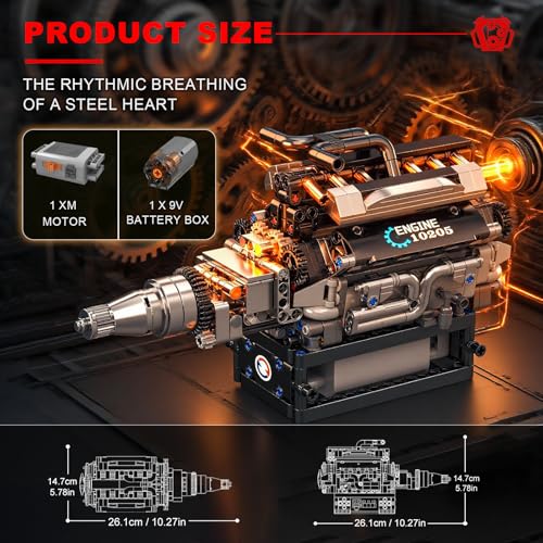 Sosuy V12 Car Engine Model Kit Mini Motor Building Blocks Set that can Runs - color: V12 Engine
