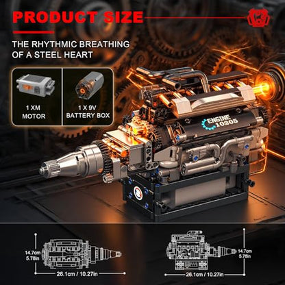 Sosuy V12 Car Engine Model Kit Mini Motor Building Blocks Set that can Runs - color: V12 Engine