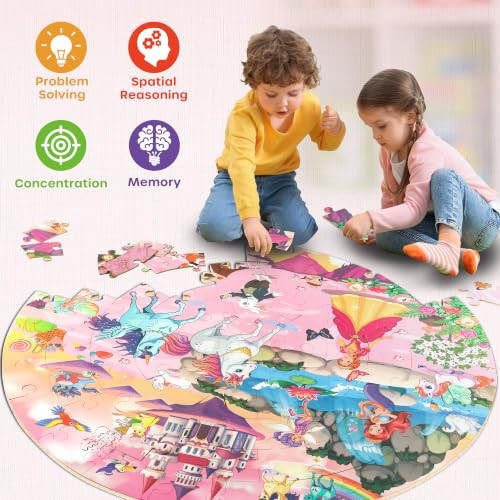 SYNARRY Unicorn Princess Mermaid Fairy Floor Puzzles for Kids Ages 3-5 - style: Unicorn Princess Mermaid Fairy