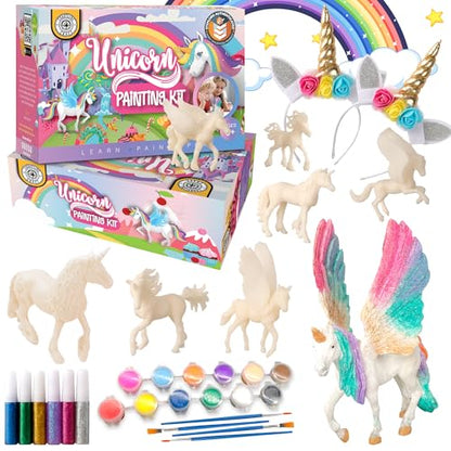 Unicorn Painting Kit for Girls - STEM Certified Unicorn Craft for Girls Ages 4-6 & up- Paint Your Own Arts and Crafts Includes 2 DIY Headbands & 8 Kids Painting Crafts for Fun Screen-Free Play - style: Unicorn Kit
