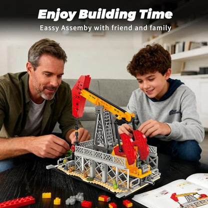 Oil Rig Model Building Block Sets,City Oil Pumping Machine for Kid Ages 8+ - style: Oil Rig Model