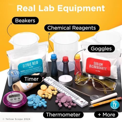 Yellow Scope Chemistry Kit, Science Experiment for Girls & Boys, STEM Activities for Kids Ages 8-12, Beakers & Bubbles Foundation Chem Set - style: Foundation Chemistry Kit