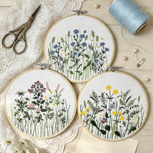 Embroidery Kit for Beginners Learn 7 Common Stitches Step-by-Step Video - color: 7 Common Stitches