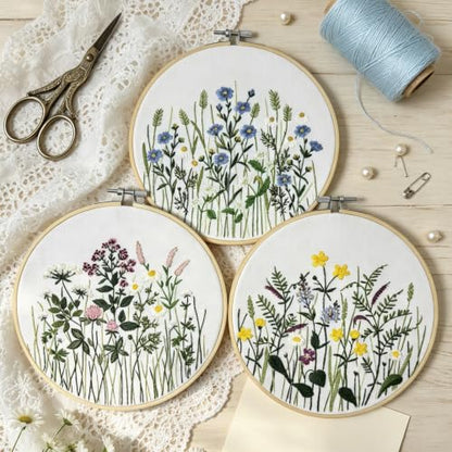 Embroidery Kit for Beginners Learn 7 Common Stitches Step-by-Step Video - color: 7 Common Stitches