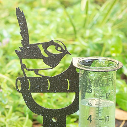 La Crosse 704-98937-INT Bird and Shovel Metal Garden Rain Gauge with 5" Glass Tube - color: Hammered Bronze