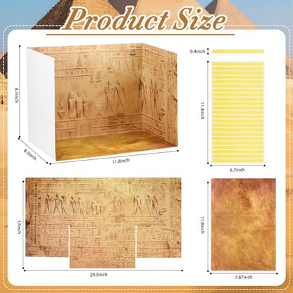 AmazingSpark 2 Set Egyptian Diorama Box and Sticker Decor, Ancient Egypt Diorama Project Supplies Set, Cardboard Display Case Kit with Double Sided Tapes for DIY Crafts Figurines - style: Egyptian
