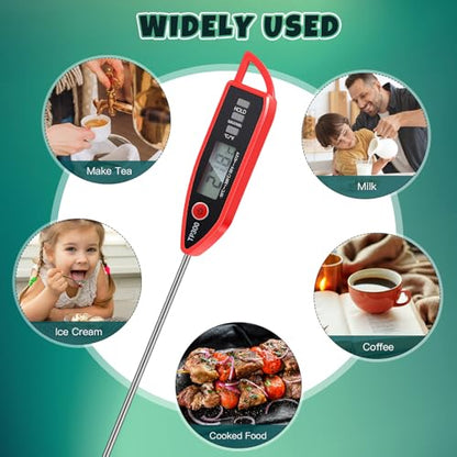 Copkim 6 Set Digital Food Thermometer Long Probe Instant,Black, Red - color: Black,Red