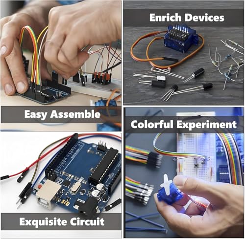 Uno R3 Kit Mega328 Tutorial | 40 in 1 Electronics Circuit Breadboard Engineering Kit for Kids and Engineers, 720P Video Courses and Online Technical Support for Beginners
