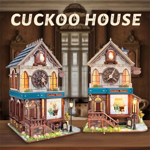3D Wooden Puzzles for Adults DIY Miniature Cuckoo Clock House Kit - color: Cuckoo House