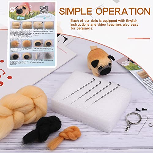 QMNNMA Needle Felting Kits for Beginners, Pug Wool Felting Kit - size: Pug