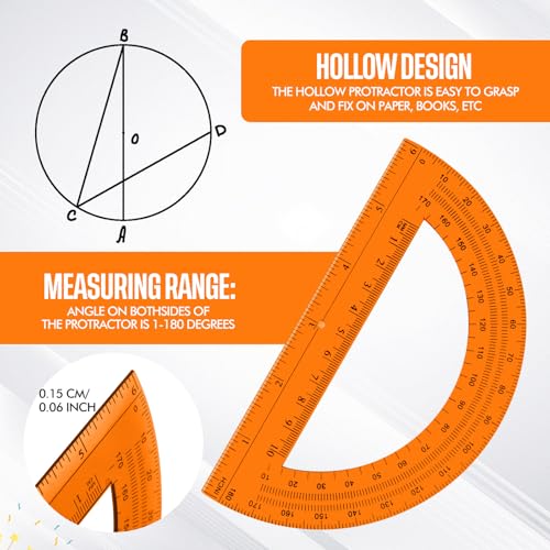 EBOOT Drawing Compass and 6 in Protractor Geometry Set, Orange - color: Orange