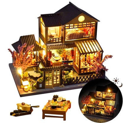 DIY Japanese Miniature House Kit Dollhouse Kit for Adults to Build - color: Japanese Garden House