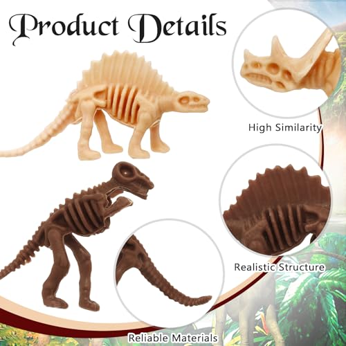 60 PCS Dinosaur Fossil Skeletons, Assorted Dinosaur Skeleton Toys Figures, Dino Bones for Science Play Dino Sand Dig Party Favor Decorations