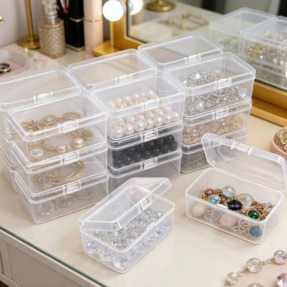 20 Pack Rectangular Mini Clear Plastic Storage Containers - size: 3.35 x 2.17 x 1.38 inch