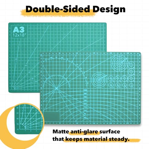 Mandala Crafts Self-Healing Green 12" x 18" A3 Cutting Mat Kit for Sewing - color: Green Combo, size: 12 x 18 Inches Mat Combo