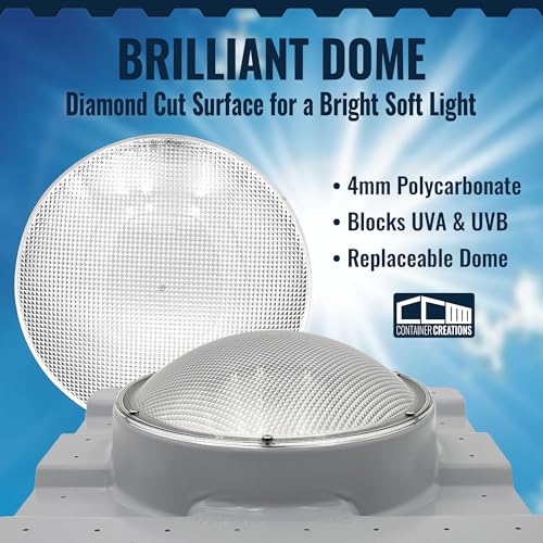 SkyDOME Extra-Large Skylight for Shipping Containers - Solar Lighting for Conex Container - Premium 12-inch Polycarbonate Dome Skylight - Natural Solar Light, Container Accessory, Easy to Install - size: Dome Skylight