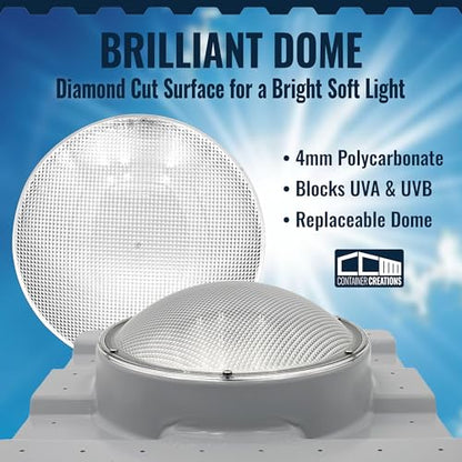 SkyDOME Extra-Large Skylight for Shipping Containers - Solar Lighting for Conex Container - Premium 12-inch Polycarbonate Dome Skylight - Natural Solar Light, Container Accessory, Easy to Install - size: Dome Skylight