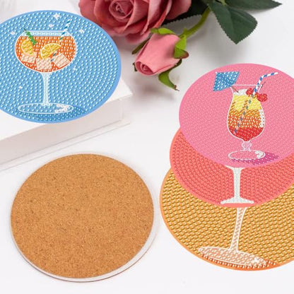 Diamond Art Coasters Kits, 8 Pcs Cocktail Diamond Painting Coasters Kit - color: Cocktail