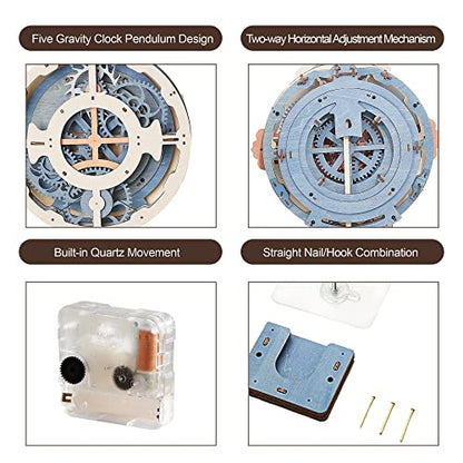 ROKR 3D Wooden Puzzles for Adults, Wooden Puzzle Clock, Mechanical Building Model Kits, DIY Model Kits Brain Teaser Puzzles, Crafts/Hobbies/Gifts for Teens (Romantic Notes Clock)