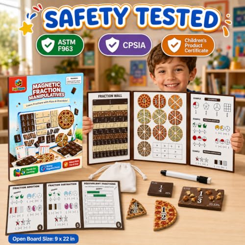 Magnetic Fraction Playbook, Pizza & Chocolate Tiles K-3