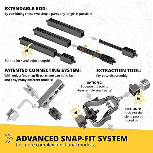 Engino: Discovering STEM - Robotics: Mini ERP 2.0-8 Robot Models, Toy Brick Building Set, Motorized, Snap-Fit, Coding-Programing Experiments, Kid 9+