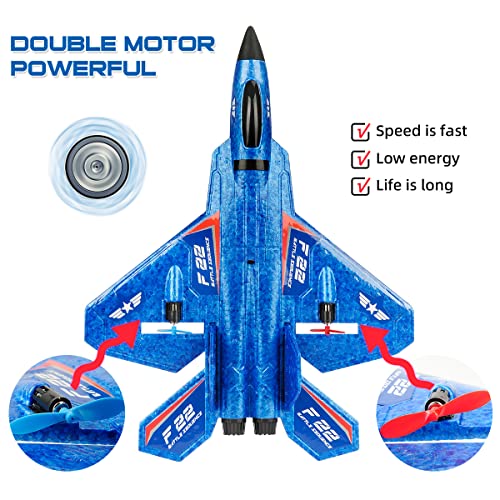 F22 RC Fighter Plane 2CH Ready to Fly RC Airplane for Beginners - color: Blue F-22 Raptor