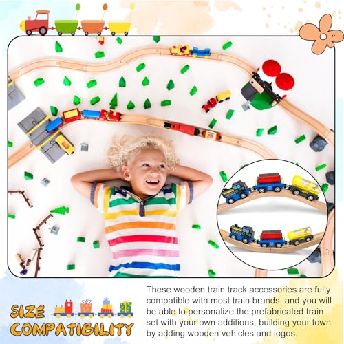 Mototo 12 Pieces Wooden Train Track Ascending Wood Railway Expansion Pieces Compatible with Most Wood Railroad Track Pack Connectors Starter for Dynamic Train Builds Birthday Christmas Church Nursery - color: 12pack