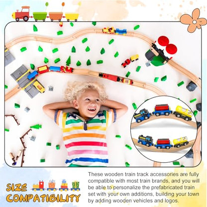 Mototo 12 Pieces Wooden Train Track Ascending Wood Railway Expansion Pieces Compatible with Most Wood Railroad Track Pack Connectors Starter for Dynamic Train Builds Birthday Christmas Church Nursery - color: 12pack