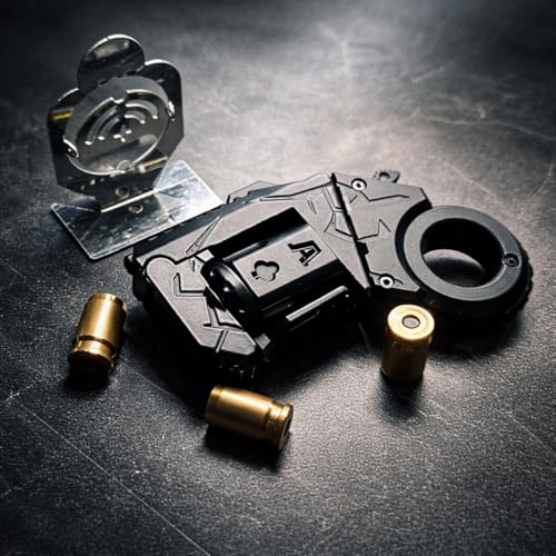 Metal Fidget Toys Gun for Adults: EDC Stress Relief Fidget Spinner Toy, 5 in 1 Mini Cool Fidgets Guns with Slider & Finger Ring for Men (JJ011 - Black) - color: Jj011 - Black