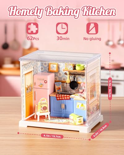 ROBOTIME Super Creator Kits, Miniature Kitchen Kit, DIY Plastic House Building Toy Set, Tiny Kitchen Making Kit Model Craft Hobby Unique Gift (Homely Baking Kitchen) ﻿ - color: Homely Baking Kitchen