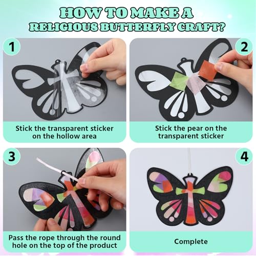 Sinload 24 Pcs Religious VBS Butterfly Cross Crafts DIY Butterfly Crafts - style: Butterfly