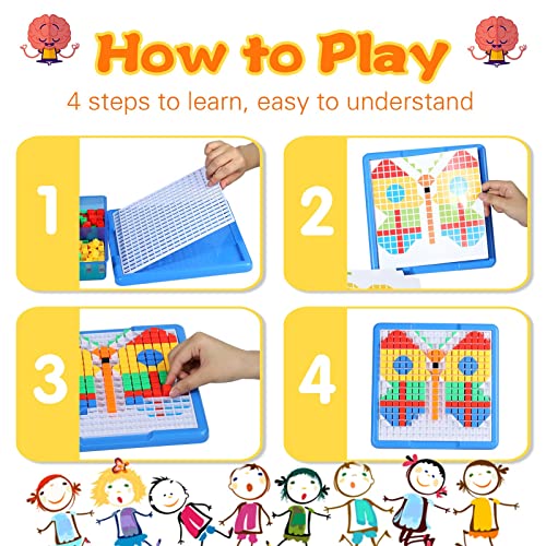 ZOZOPLAY Large Cube Mosaic Puzzle, 490-Piece STEM Learning Building Blocks