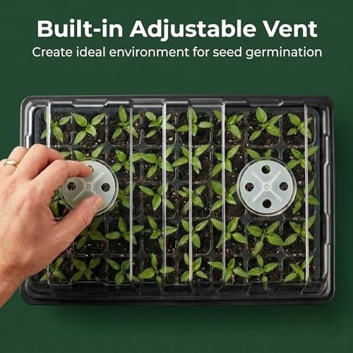 Gardzen 5-Set Seed Starter Tray Kits, Durable Plant Germination Trays with Humidity Vented Domes and Bases, Ideal for Seed Starting, Indoor Gardening, and Greenhouse (Total 200 Cells) - size: 40-Cell Black 5-Pack