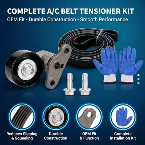 A/C Belt Tensioner Pulley Kit 90K-38159 with 2 Mounting Bolts Compatible with Chevy Tahoe 2000-2008, GMC Yukon 2000-2008, Cadillac Escalade 2002-2008, Chevy Avalanche 2002-2008 – Replace ACK040378HD - size: 90K-38159+BOLT