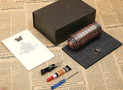 Cryptex Da Vinci Code Mini Cryptex Lock Puzzle Boxes with Special Compartments Anniversary Valentine's Day Romantic Birthday Gifts for Her Gifts for Girlfriend Box for Men - color: Copper