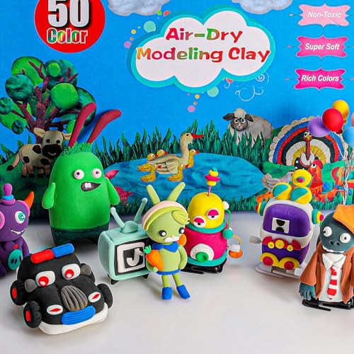 Air Dry Clay Kit for Kids – 50 Colors 15g Each, Non-Toxic Modeling Clay Set - color: 50 Colors