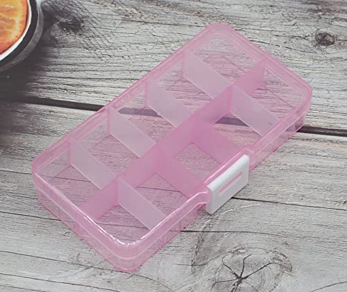 Yansanido 4 Pcs 10 Grids 5 Inch x 2.5 Inch Adjustable Small Removable Plastic Jewelry Organizer Divider Storage Box Jewelry Earring Tool Containers (Pink) - color: Pink