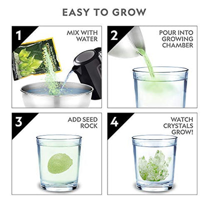 NATIONAL GEOGRAPHIC Glow-in-the-Dark Crystal Growing Lab - DIY Crystal Creation - Includes Real Fluorite Crystal Specimen - color: Glow-in-the-dark Green