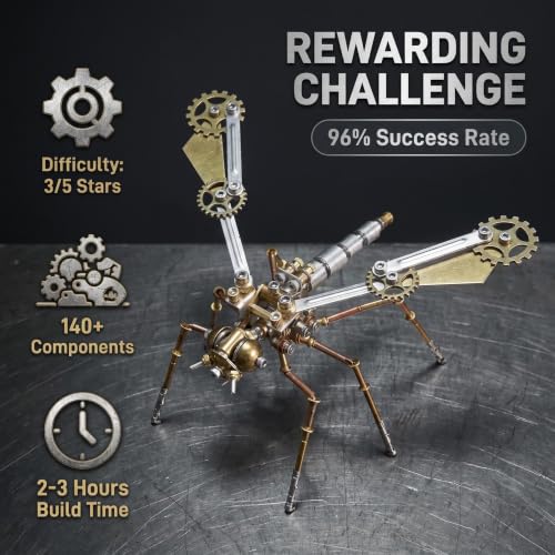 3D Metal Puzzle Model Mechanical Kits Steampunk Mosquito 140+ Components 2-3 Hours Build No Glue Screw Assembly Desktop Decor Christmas & Birthday Gift for Adults Men(Mosquito A) - style: Mosquito A
