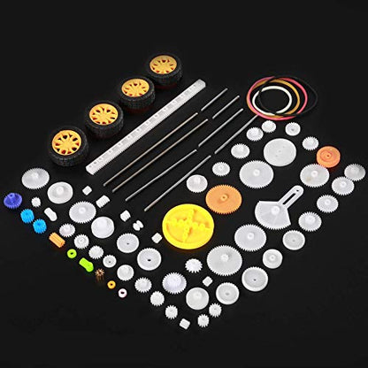 78 PCS Plastic Gear Kit Motor Gears Accessories Single Double Reduction Gear Set for Motor Car Robot with Axle Wheel