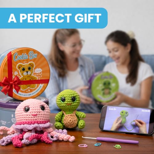 Cookie Box Crochet Kit for Beginners, Leopard Leo - color: Yellow