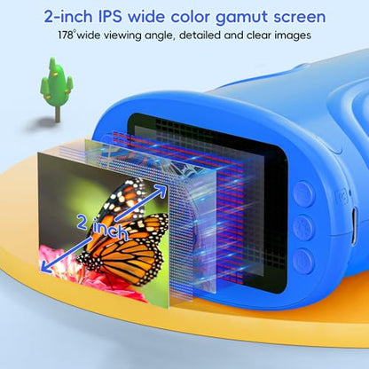 Temodu Kids Microscope 2.0" Screen 1000X Digital Microscope for Kids, Mini Pocket Handheld Microscopes for Children Birthday Festival Gift, Science Education Fun Toys for Boys Girls Ages 4-12 (Blue) - color: Blue