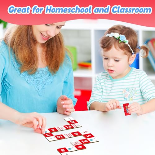 Kasfalci Subtraction Dominoes Set,Math Manipulatives Games for Kids,Counting Toys,Learning Games,Preschool Learning Activities,Homeschool Supplies,Kindergarten Classroom Must Haves,1st 2nd 3rd Grade - color: Red
