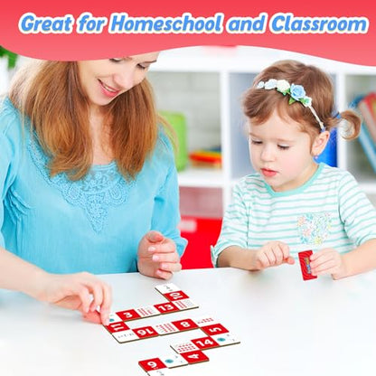 Kasfalci Subtraction Dominoes Set,Math Manipulatives Games for Kids,Counting Toys,Learning Games,Preschool Learning Activities,Homeschool Supplies,Kindergarten Classroom Must Haves,1st 2nd 3rd Grade - color: Red