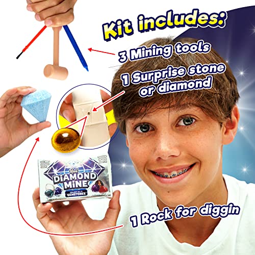 JA-RU Real Diamond Mine Gemstone Dig Kit (12 Packs) Mystery Rock, Minerals, and Gems for Kids | Break Your Own Geodes and a Chance to Get 1 Real Diamond | Party Favors for Kids Goodie Bags. 4630-12 - size: 12 Units Pack