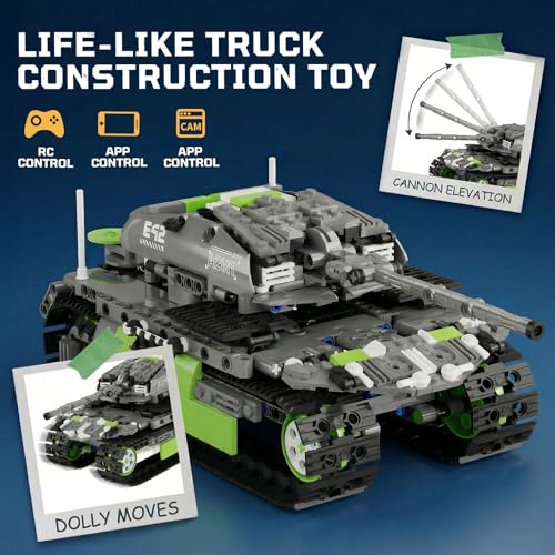 DOLIVE 5 in 1 STEM Robotics Kit, Building Block Set for Kids Ages 8-14, Remote Control and App Controlled Robot/Tank/Transporter/Scout/Engineering Vehicles, Birthday Gift for 8 9 10 11 12+ Years Old