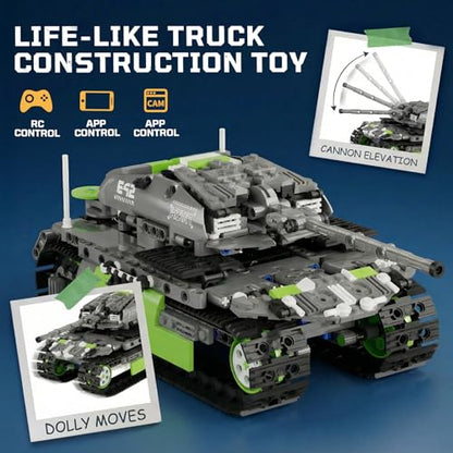 DOLIVE 5 in 1 STEM Robotics Kit, Building Block Set for Kids Ages 8-14, Remote Control and App Controlled Robot/Tank/Transporter/Scout/Engineering Vehicles, Birthday Gift for 8 9 10 11 12+ Years Old