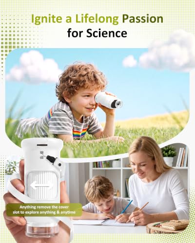 1000X Handheld Digital Microscope for Kids: Pocket Microscope for Stem Toy - color: White