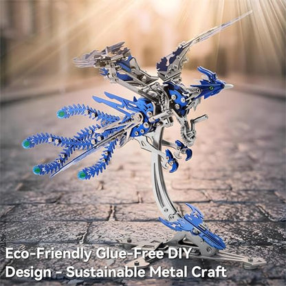 3D Metal Puzzles for Adults, Mechanical Phoenix Bird Model Kit - color: Phoenix-blue