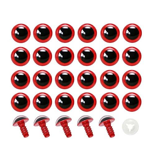 BESTCYC 100pcs 12mm Red Plastic Safety Eyes Craft Eyes with Washers for Amigurumi Dolls Plush Animals DIY Craft Lovers Doll Makers Crochet Craft Supplies - color: Red, size: 12mm